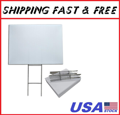 Visibility Signage Box of 25 Blank Yard Signs 18x24 with H-Stakes for Graduation