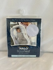 New HALO Bassinest Swivel Glide Sleeper Fitted Sheet Gray Pin Dot 100 Cotton