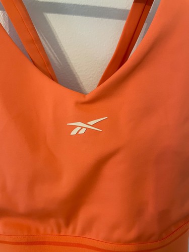NWT Reebok Women's Large Team Bralette w/ Crossover Back Coral Sports Bra - Afbeelding 2 van 13