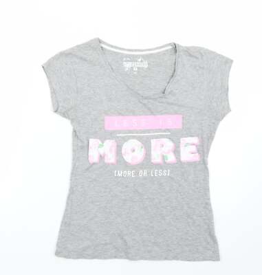 Primark Damen grau Baumwollmischung T-Shirt Größe 8