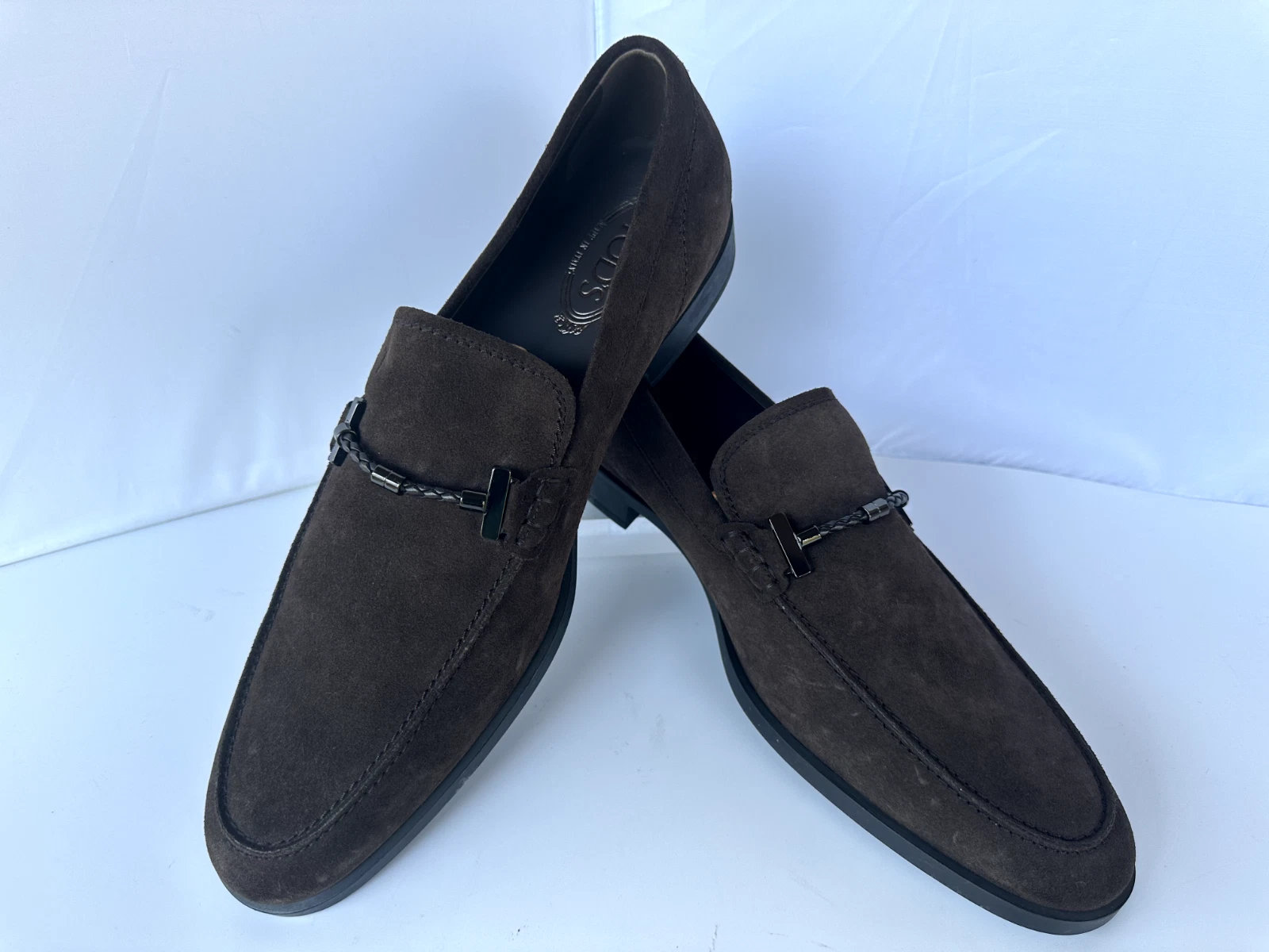 TOD’S Scarpe mocassini uomo Tod's nuove taglia 12 Morsetto Tube Gomma marroni driver scamosciati