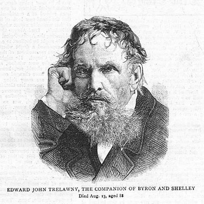 Edward John Trelawny Companion of Byron & Shelley - Antique Print 1881