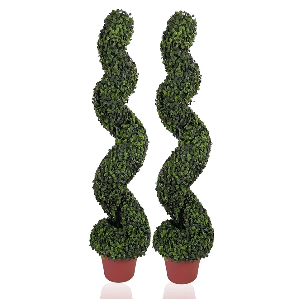 Artificial Spiral Tree Topiary Boxwood Garden Potted Plant Twist Trees 100cm - Image 3 of 4