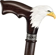 Asterom Hand-Painted Wooden Carved Walking Cane for Men - Bald Eagle - Unique