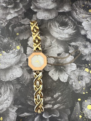 Vintage Lassale Women s Watch Octagon Face Gold Link Band  Untested Japan 310076