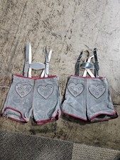 2 Vintage Authentic German Oktoberfest Lederhosen Suede Shorts Youth Girls...