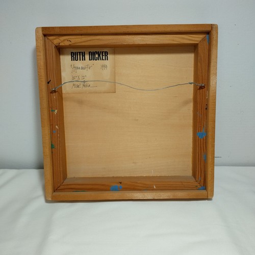 Ruth Dicker Original 1994 Aspen & Fir Snow Mixed Media Art Oil Wood Painting - Picture 9 of 10