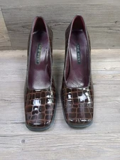 Nine West Heels Womens 9.5M Brown Alligator Print