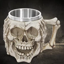Gothic Skull Coffee Mug - Christmas Barware with Resin Base Spooky Home Decor