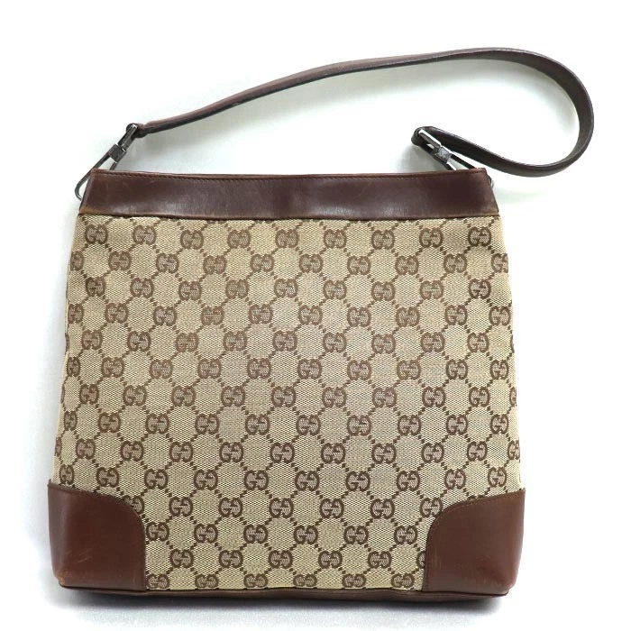Sac bandoulière Gucci GG toile cuir marron accents argentés occasion