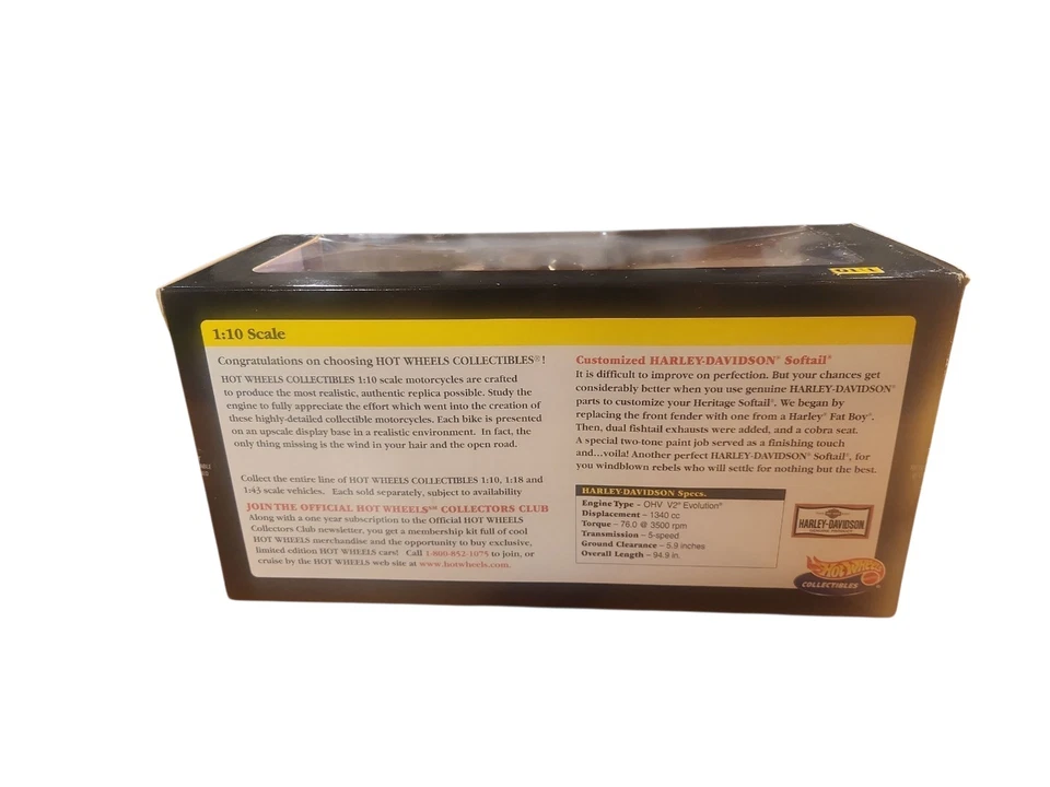 Hot Wheels 1999 Harley Davidson Softail, Purple w/Flames 1:10 Diecast New Sealed - Image 2 of 4