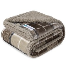 Waterproof Dog Blanket for Medium Large Dog Large 60 x 40 Inches Plaid Taupe