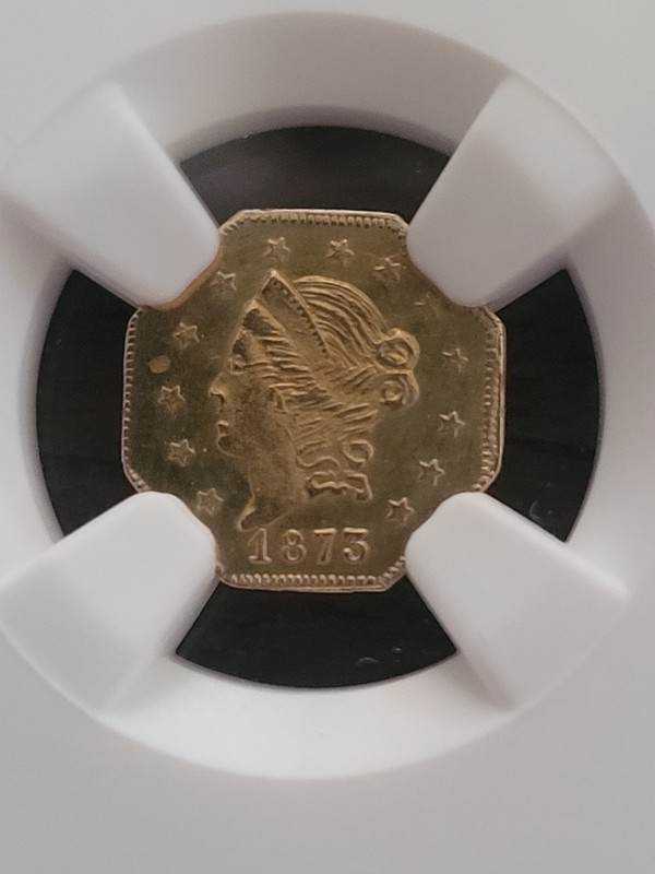 1873 1/2 Dollar Gold Octagonal Liberty Gold Coin BG915 Rarity R-4 Beautiful Coin