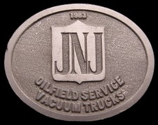 JG06185 VINTAGE 1983 ***JNJ OILFIELD SERVICES*** VACUUM TRUCKS OILFIELD BUCKLE