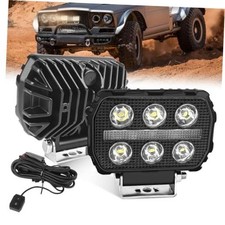 50W LED Pods 4.5" - 4,550LM Cube Lights with Amber DRL Spotlight Driving