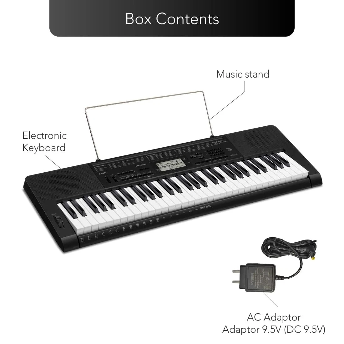 Casio CTK-3500 61-Key Touch Keyboard Piano | Pitch Bend | USB MIDI