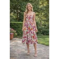 Teri Jon Rickie Freeman Dress Bow Tie Pink Orange Floral Women's 8 Wedding Event