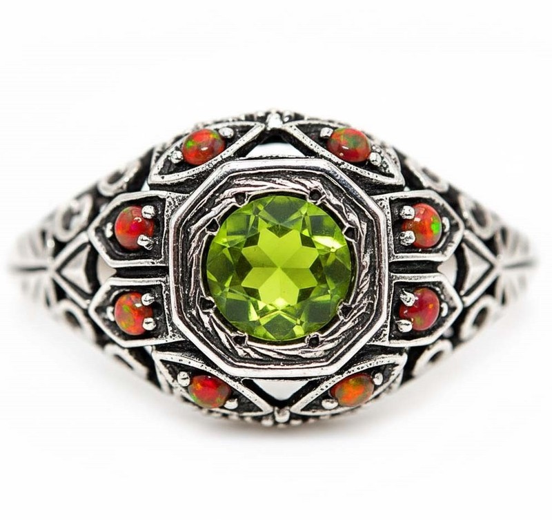 1CT  Peridot 925 Sterling Silver Ring Sz 6 PC9-4