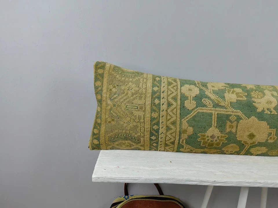 LONG BOLSTER PILLOW TURKISH RUG PILLOW LONG BED PILLOW LONG LUMBAR PILLOW DECOR - Image 2 of 4