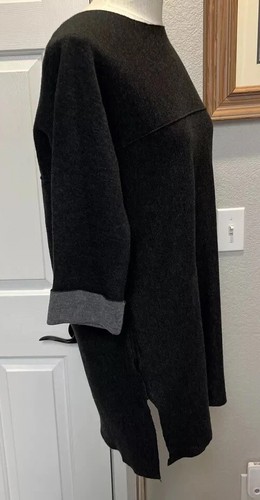 Tahari Tunika Mini Pullover Kleid Top Damen Gr. Medium grau Strick Taschen modern gebraucht, in einwandfreiem Zustand
