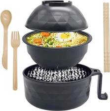 33oz Microwave Ramen Cooker,ramen Bowl Set,instant Noodles Bowl with Chopsticks