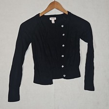 Cat  Jack Girls Black Cardigan Sweater with Sparkly Buttons Small 6/6X