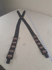 Harley Davidson Bar  Shield Logo Suspenders Black Orange Adjustable Clip-On