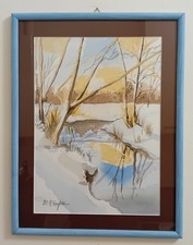 Quadro moderno dipinto a mano - Bellissimo acquerello raffigurante un paesaggio 