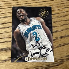 1994-95 Topps Stadium Club Larry Johnson Charlotte Hornets - On Card Auto!