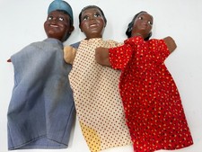 Vintage Hazelle Marionette Hand Puppets African American Black Vinyl Heads Lot
