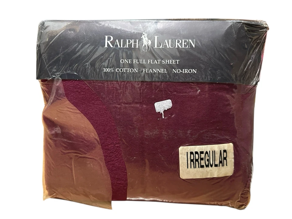 The Ralph Lauren Home Collection Irregular Full Size Flat Sheet Cotton Burgundy - Image 2 of 4