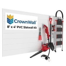 CROWNWALL PVC SLAT WALL PANELS GARAGE WALL AND HOME ORGANIZER STORAGE SYSTEM