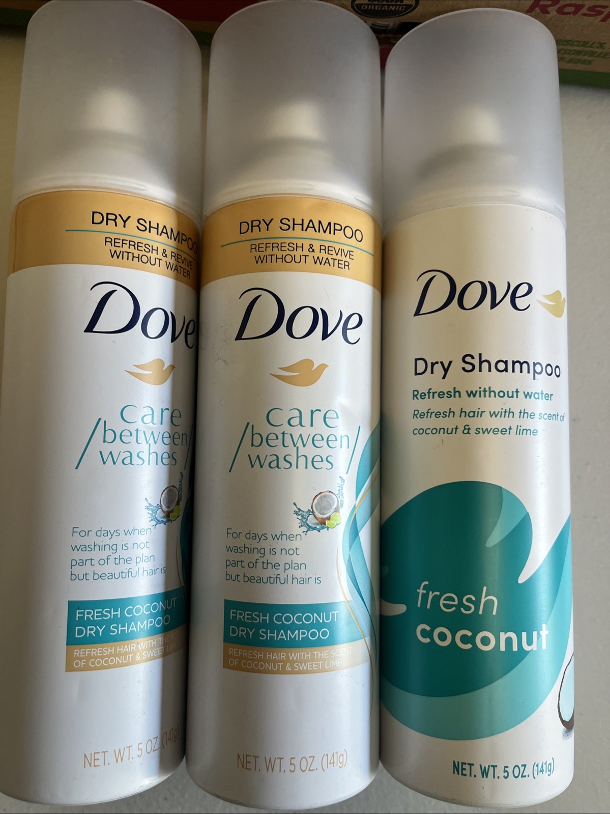 3 pack~ Dove Fresh Coconut Dry Shampoo 5 oz