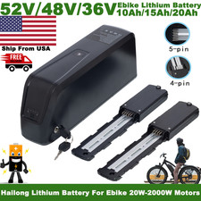52V/48V/36V 10AH/15AH/20AH eBike Hailong lithium battery for bike 0-2000W Motors