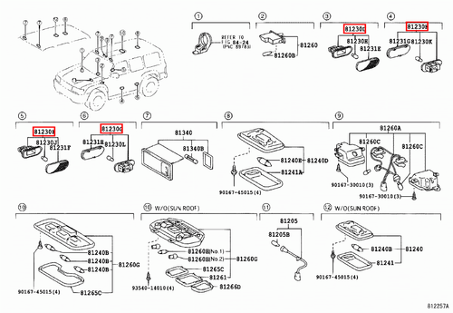 Genuine Toyota LandCruiser 100 Series UZJ HDJ Door Courtesy Light Lamp x4 - Picture 12 of 20