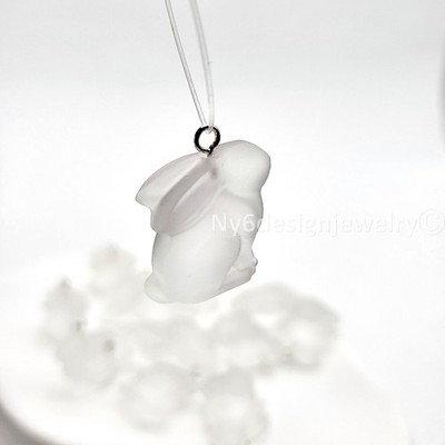 Swarovski Frosted Crystal Bunny Rabbit with Sterling Silver Ring Crystal Animal