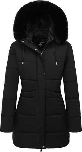 Women'S Winter Puffer Coat Thicken Fleece Lined down Jacket Waterproof Faux Fur