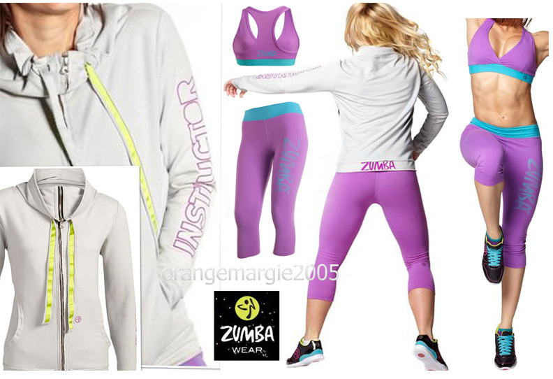 ZUMBA INSTRUCTOR Jersey Cardigan Jumper Jacket+Capri Leggings+Bra