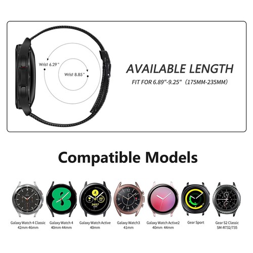 20mm Stainless Steel Band for Samsung Galaxy Watch 5&4 40mm 44mm Mesh Loop Strap - Picture 2 of 9