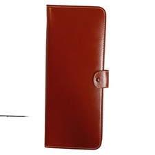Vtg Leather Tie Holder Travel Case Folio Snap Fold Brown Cowhide Mint 6" x 14"
