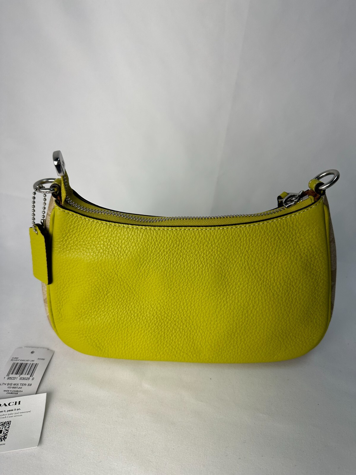 Coach CJ590 Teri Shoulder Crossbody Bag Khaki Signature Canvas Key Lime