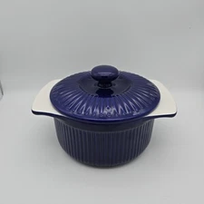ROSHCO Cobalt BLue  8” Round  2 Qt. Casserole Baking Dish With Lid. Beautiful !!