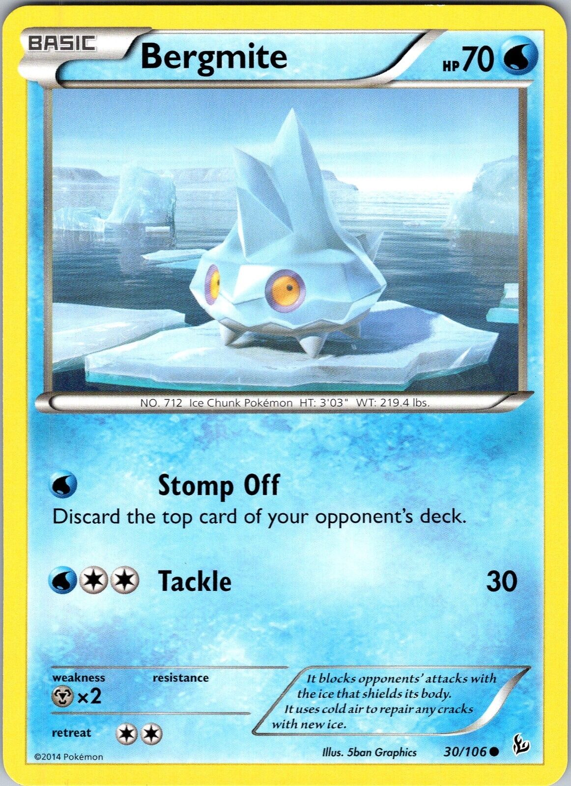 Pokemon TCG Bergmite XY Flashfire 30/106 Regular Common Card NM