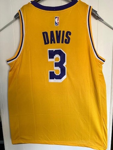 USA Seller..Los Angeles Lakers Anthony Davis #3 Gold/Purple Stitched Home Jersey - Picture 3 of 5