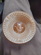 Vintage Anchor Hocking Depression Glass Peach Luster Ashtray Trinket Dish #C1