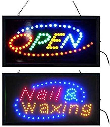 Deluxe LED Open Sign and Nail and Waxing Sign Combo 19