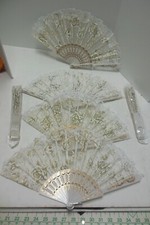 zestaw 6 jasnych białych złota róż koronka wentylator plastikowa podstawa teatr przedmiot taneczny 