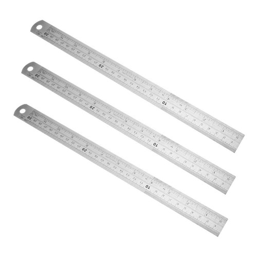 3Pcs Stainless Steel Rulers Double Sided Measuring Rulers measuring tool