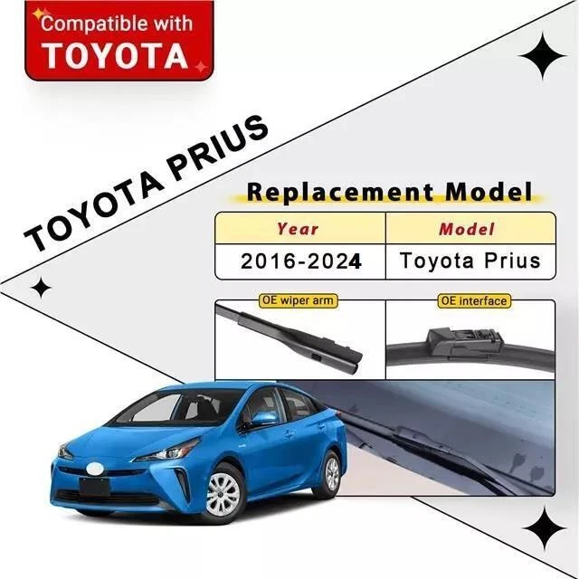 Juego de escobillas limpiaparabrisas delanteras y traseras para Toyota Prius 2016 a 2024 Foto 2 de 4