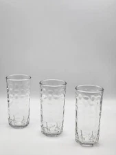 Vintage Crisa Set of 3 Pebbled Glass Tumblers 5" 8 Oz